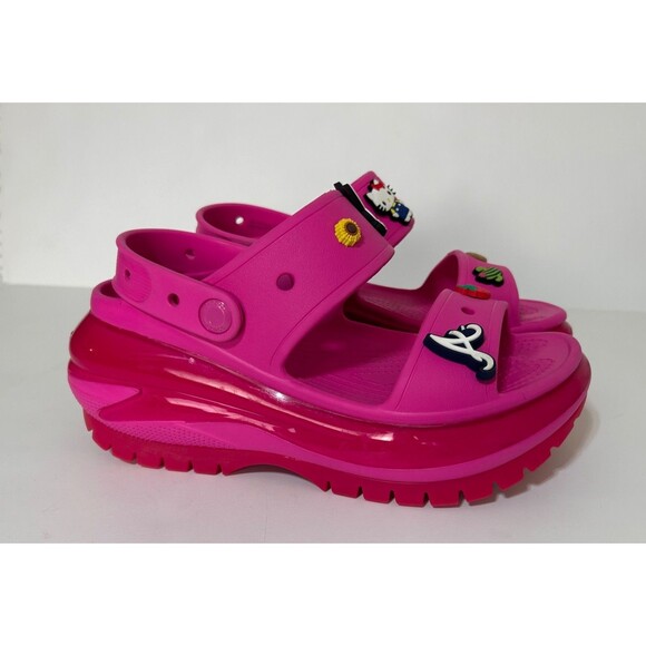 Crocs Women's size 8 Classic Mega Crush Sandals Juice Pink Thick Soled Platform - Picture 10 of 14
